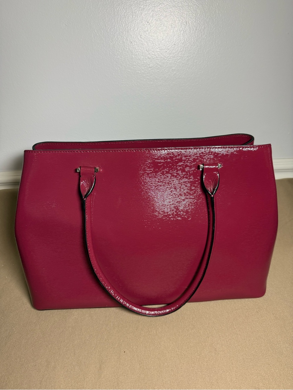 kate spade Hot Pink Patent Tote with Gold Plaque - Picture 2 of 5